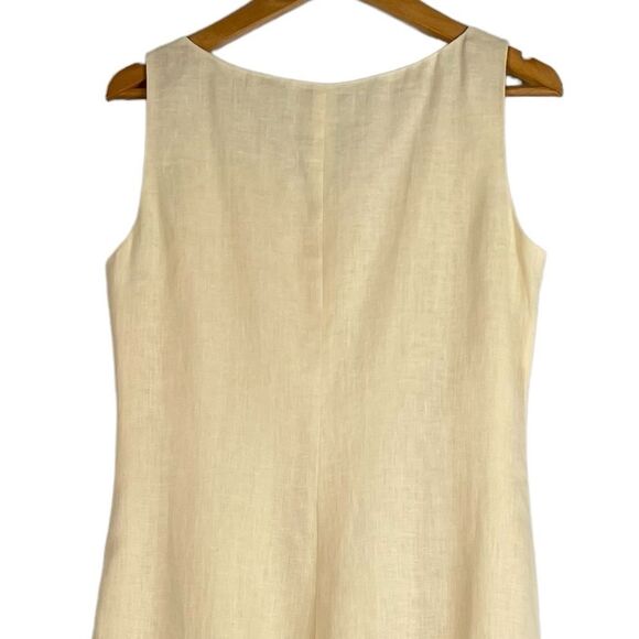 Vintage‎ Talbots Irish Linen Dress Size 8 Butter Yellow Sleeveless Lace - Picture 7 of 9